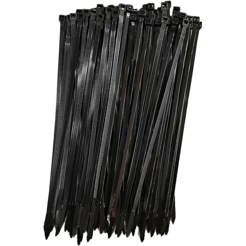Plastic cable ties, 250 mm x 7.6 mm, cable ties, Rilsan nylon cable ties, 250 mm cable ties, black, set of 100 pieces