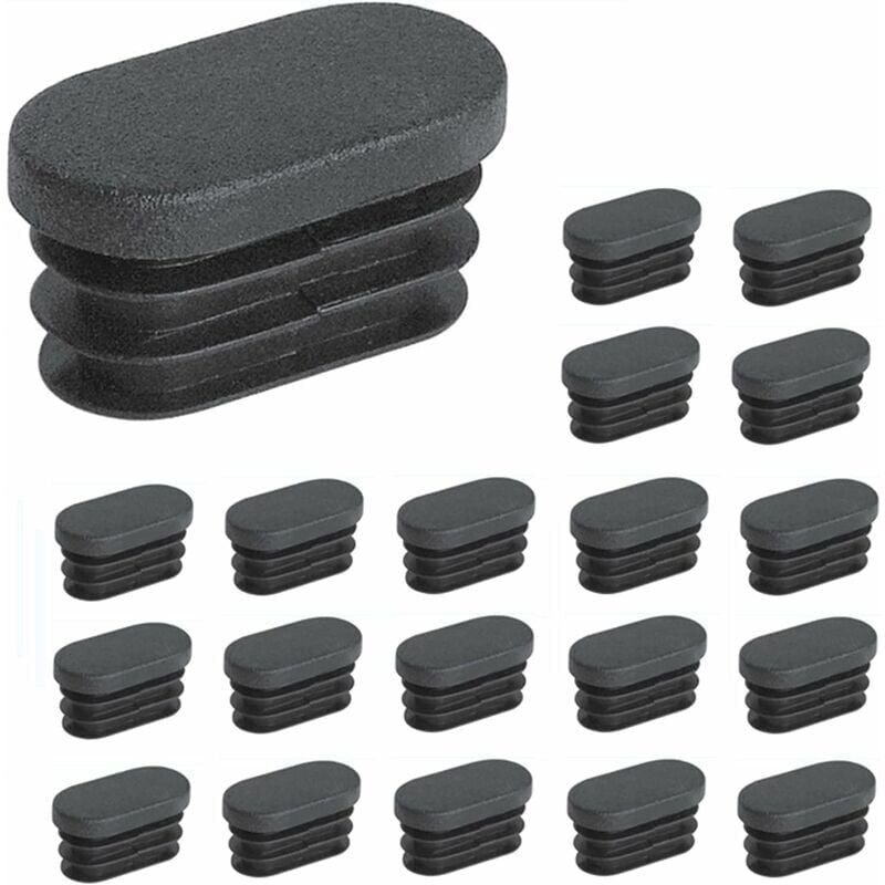 Plastic caps for furniture legs, oval caps for chair legs, plastic caps for furniture legs, oval caps for trampoline chairs, 20 pieces (15 x 30 mm)