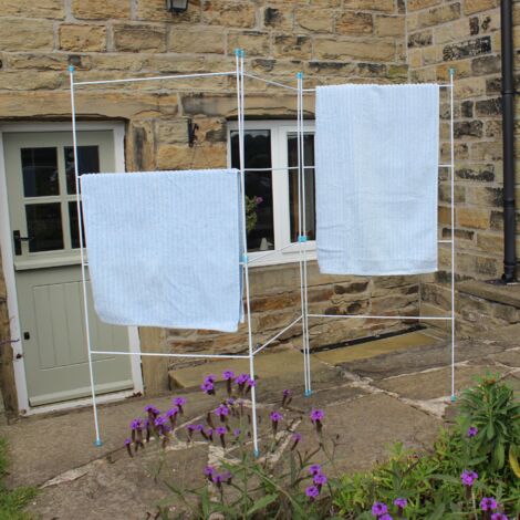 Plastic Caravan Indoor/Outdoor Three Panel Folding Clothes Airer Laundry Dryer, White