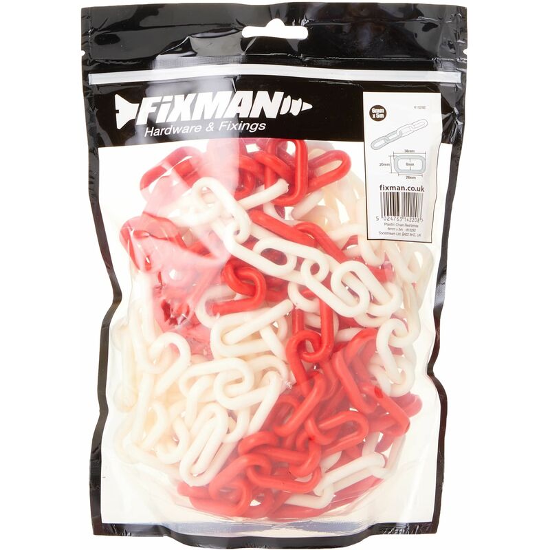 Plastic Chain 6mm x 5m Red/White 615292 - Fixman