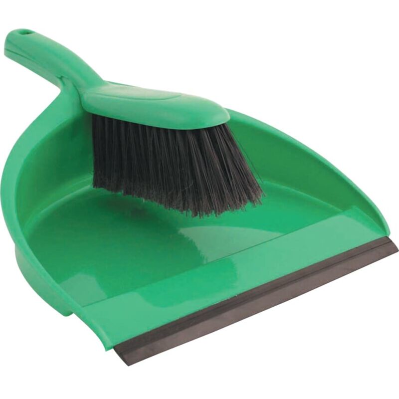 Plastic Dustpan & Stiff Brush Set Green - Cotswold
