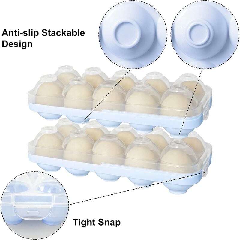 Plastic Egg Box, 30 - 60 Transparent Egg Box Grids, Stackable Egg Rack for Fresh Eggs, Stuffed Egg Tray - 3 Pieces