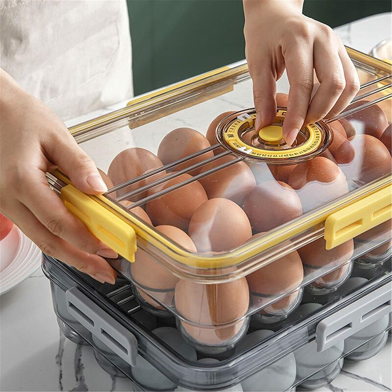 Plastic Fridge Storage Egg Box 18/24 Eggs Range Fresh Stackable Kitchen Dispenser Refrigerator Egg Rack Cabinet Door