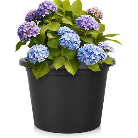 Plastic garden pot black round 39 cm