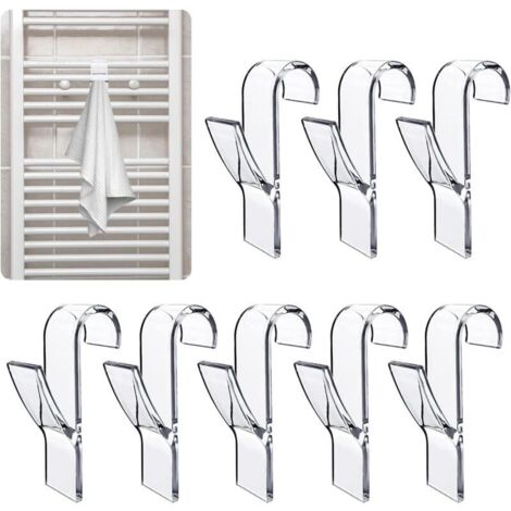 Plastic heated towel hooks, 8 pieces, bathroom accessories, transparent
