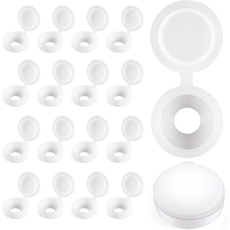 Plastic Hinge Screw Covers Fold Screw Covers Washer Flip Tops White