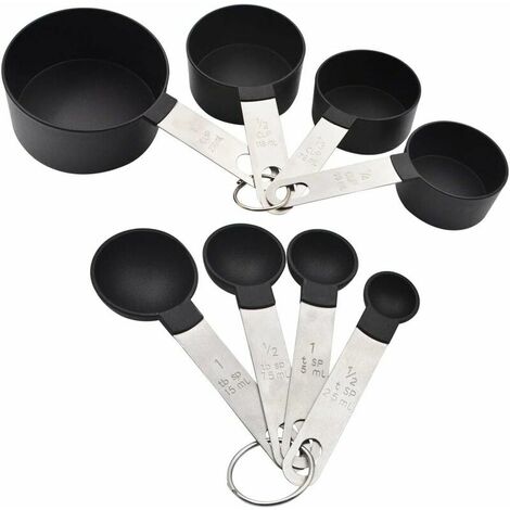 Plastic Measuring Cup with Measuring Spoon - 8 Piece Set - Cup and Spoon