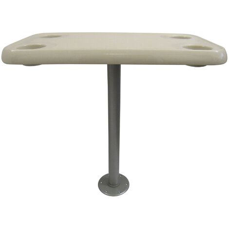 Plastic Motorhome Island Pedestal Table (Ivory White Rectangle Caravan)