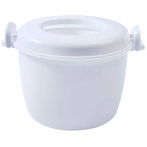 Plastic rice cooker for microwave, multifunctional lunch box with heat storage, medium white rice spoon)