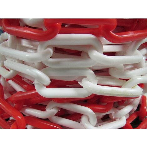 Plastic Safety Barrier Chain Fence 25M 8MM Red White (Decorative Garden Drive )