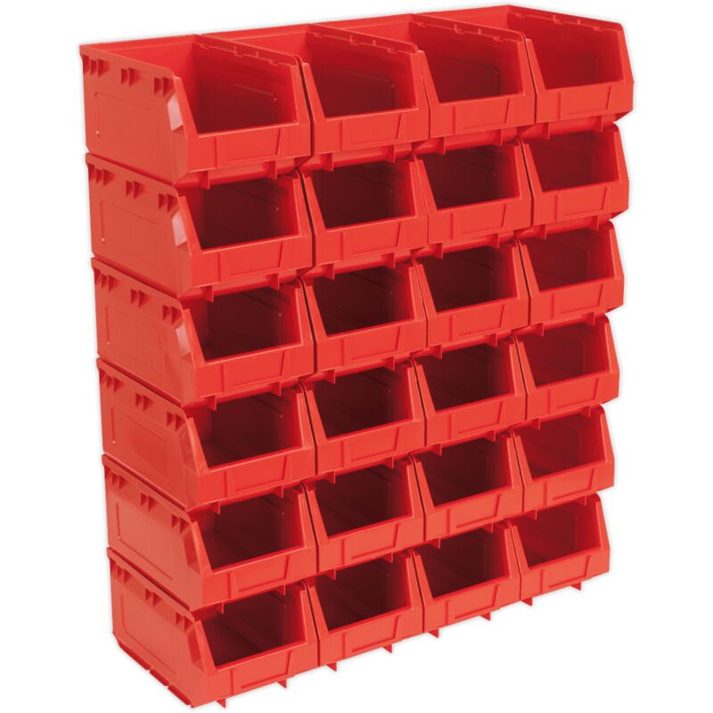 TPS324R Plastic Storage Bin 150 x 240 x 130mm - Red Pack of 24 - Sealey