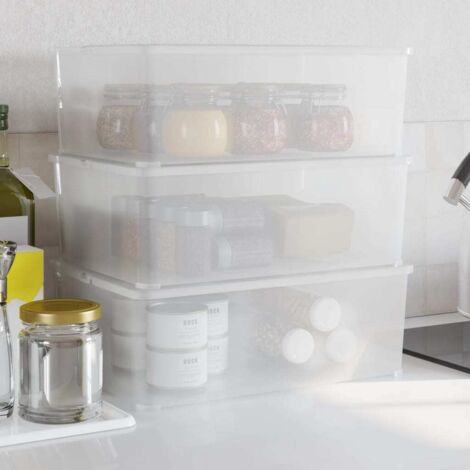Plastic Storage Boxes 3 pcs 10 L Stackable vidaXL