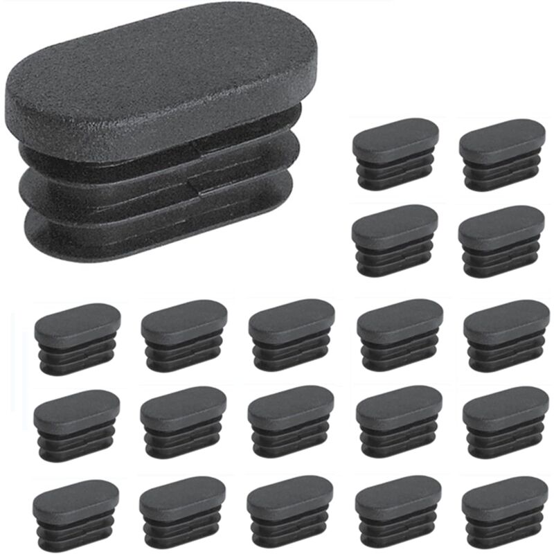 Plastic Tube End Caps Furniture Legs Oval Plastic Chair Leg Caps Oval Pipe Plug for Furniture Legs Trampoline Cabinet Chair 20pcs (15x30mm)