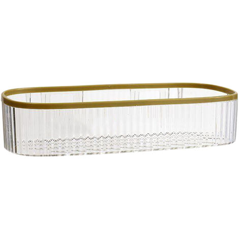Plastic Wall Mount Organizer Punch Free Transparent White Adhesive Clear Organizer for Bathroom Kitchen Living Room