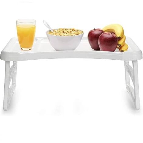 PLASTICFORTE bandeja cama plegable blanca , Bandeja de cama blancaFabricada en plástico de alta calidadPerfecta para servir en camaFácil limpiezaColor blancoMed