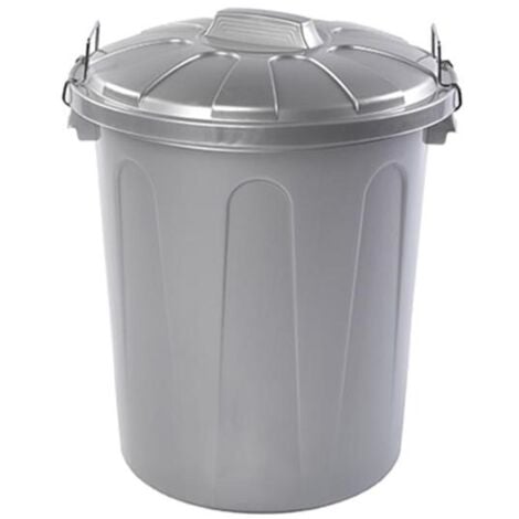 PLASTICFORTE cubo basura cierre metal &43 tapa 21l plata , Cubo basura con cierre 21 litros plataFabricado en plástico de alta calidadCierre de asas metálicas tipo clickF