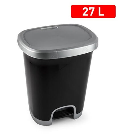 PLASTICFORTE cubo pedal 27 litros negro/gris , Cubo pedal 27 litros negro/grisIncluye sistema de pedalFácil de limpiarFabricado en plástico de alta resistenciaMedid