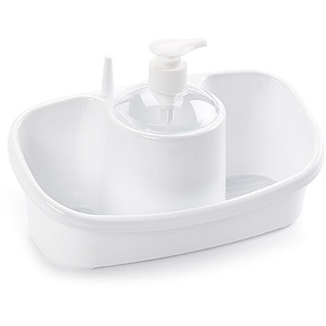 PLASTICFORTE estropajero con dosificador blanco , Estropajero con diosficador blancoEstropajero doble con dosificador para jabones líquidosDiseño moderno y eleganteDisp