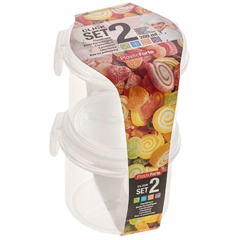 PLASTICFORTE fiambreras click 200 ml 2 piezas pack 2 , Pack 2 fiambreras click 200 mlFabricada en plástico de alta calidadSistema de cierre tipo click para más seguridad