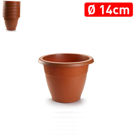 PLASTICFORTE maceta redonda 14,5x14,5x10,5cm marron 11325 , Maceta redonda 14,5 x 10 ,5 cm. 11325Fabricada en plástico de alta calidadIncluye cenefa de decoraciónColor