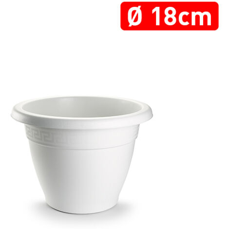 PLASTICFORTE maceta redonda 18x18x13 cm blanca 1132301 , Maceta redonda 18 x 18 x 13 cm. 113301Fabricada en plástico de alta calidadIncluye cenefa decorativaColor blanc