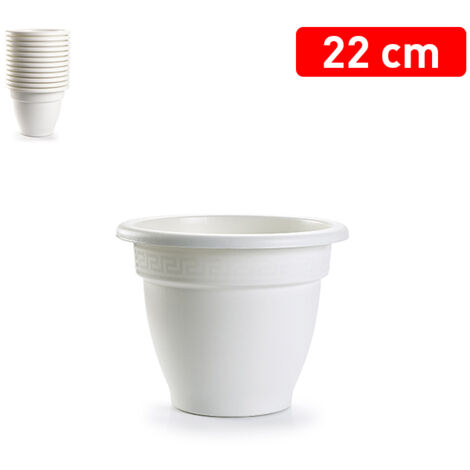 PLASTICFORTE maceta redonda 22x22x17 cm blanca 1195401 , Maceta redonda 22 x 22 x 17 cm. 1195401Fabricada en plástico de alta calidadIncluye cenefa decorativaColor blan