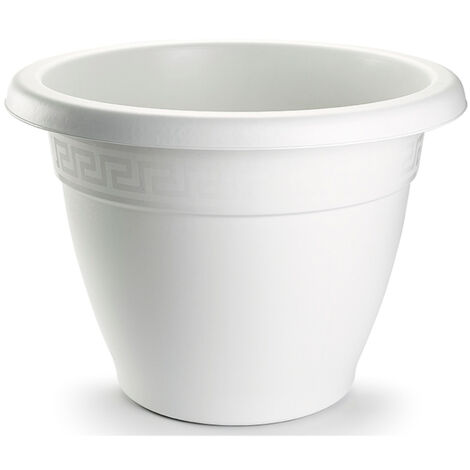 Maceta VALENCIA Con Platillo | Plástico De Alta Calidad, 39 Cm De Diámetro, Color Blanco, Ideal Para Interior Y Exterior