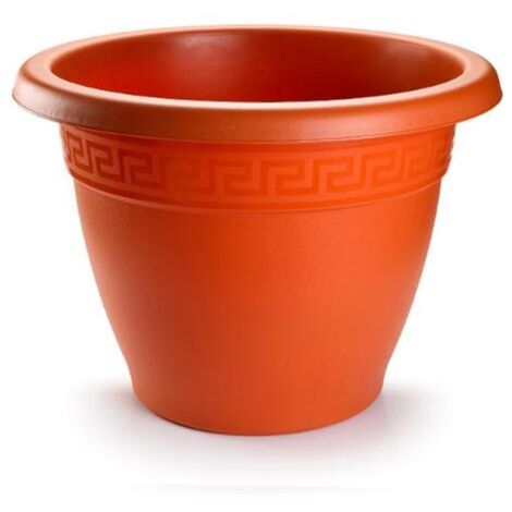 PLASTICFORTE maceta redonda 30x30x23,5cm marron 11274 , Maceta redonda 30 x 30 x 23,5 cm. 11275Fabricada en plástico de alta calidadIncluye cenefa de decoraciónColor ma