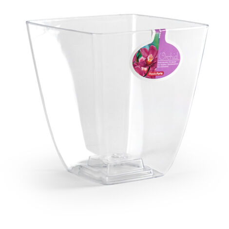 PLASTICFORTE maceta transparente orchid 13,5x19,5x15cm , Maceta transparente Orchid 13,5 x 15 cmMaceta de orquídeas especialmente diseñada para satisfacer las necesidades de di