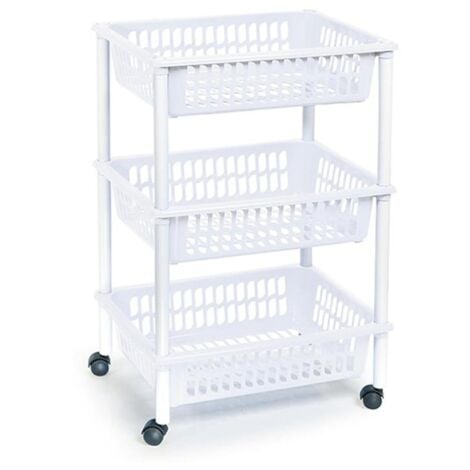 PLASTICFORTE verdulero con ruedas 3 pisos blanco , Verdulero con ruedas 3 pisos blancoFabricado en plástico de alta resistenciaFáicl del limpiarPerfecto para su cocina&lt