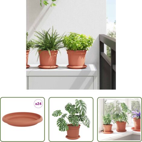 Plástico para flores -  Bandeja Redonda para Flores 24 pcs Rojo Ladrillo Ø 14 x 2 cm