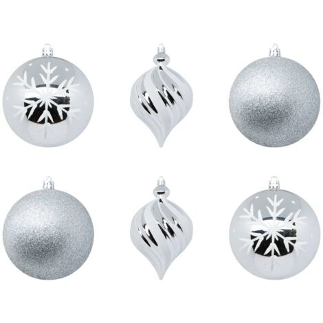 Plastik-Weihnachtskugel 100mm x6 Silber und Weiß - Atmosphera créateur d'intérieur