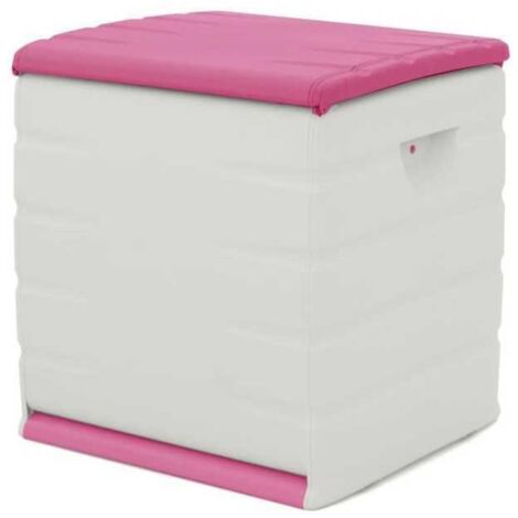 PLASTIKEN Coffre cadenassable avec roulettes - 190 L - Fonctionnel et esthetique - Beige et Fushia