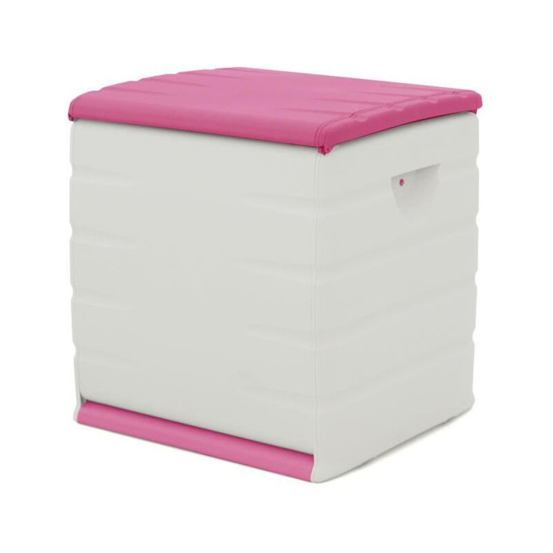 Coffre cadenassable avec roulettes - 190 l - Fonctionnel et esthetique - Beige et Fushia - Plastiken