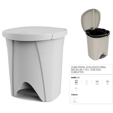 plastiken cubo pedal nature 30l+18l blanco cubiletes 6448c-bla
