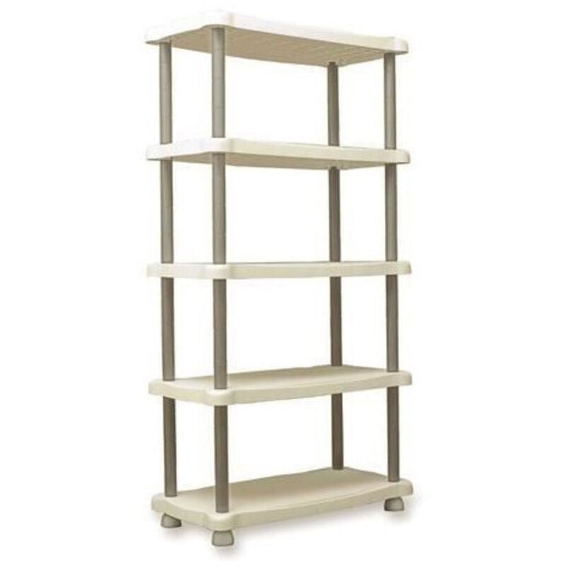Etagere de rangement Plastiken 5 plateaux - Résine - 30kg/plateau - h 184 x l 88 x p 44cm - Beige et taupe