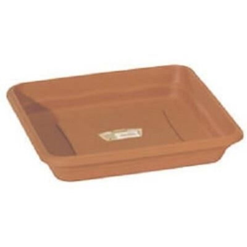 PLASTIKEN Soucoupe carr&eacute;e Terra 440 mm pour pot de fleurs, marron