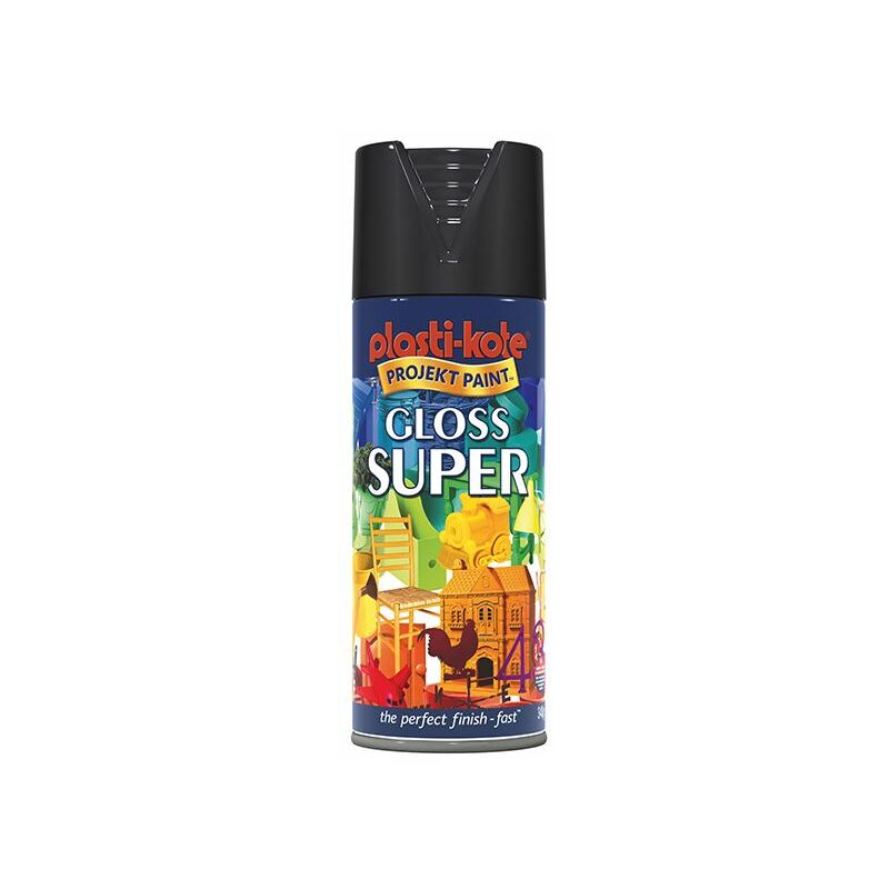 Plastikote Gloss Super Spray Black 400Ml PLASTIKOTE US