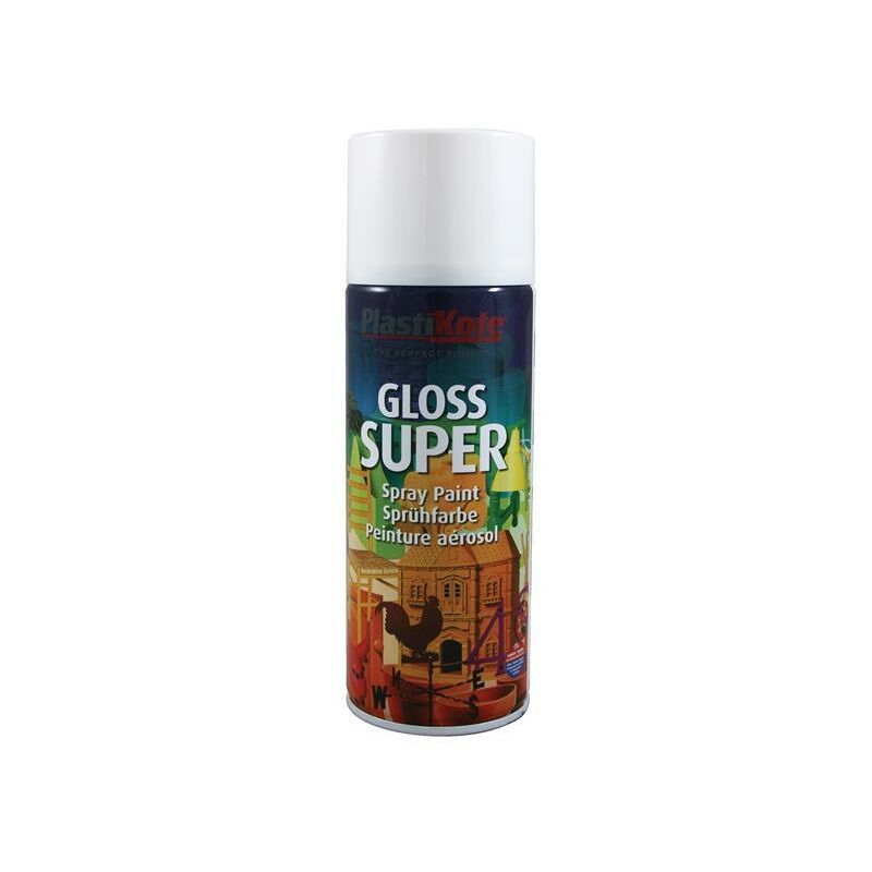 Plastikote - Gloss Super Spray White ral 9016 400ml PKT1153