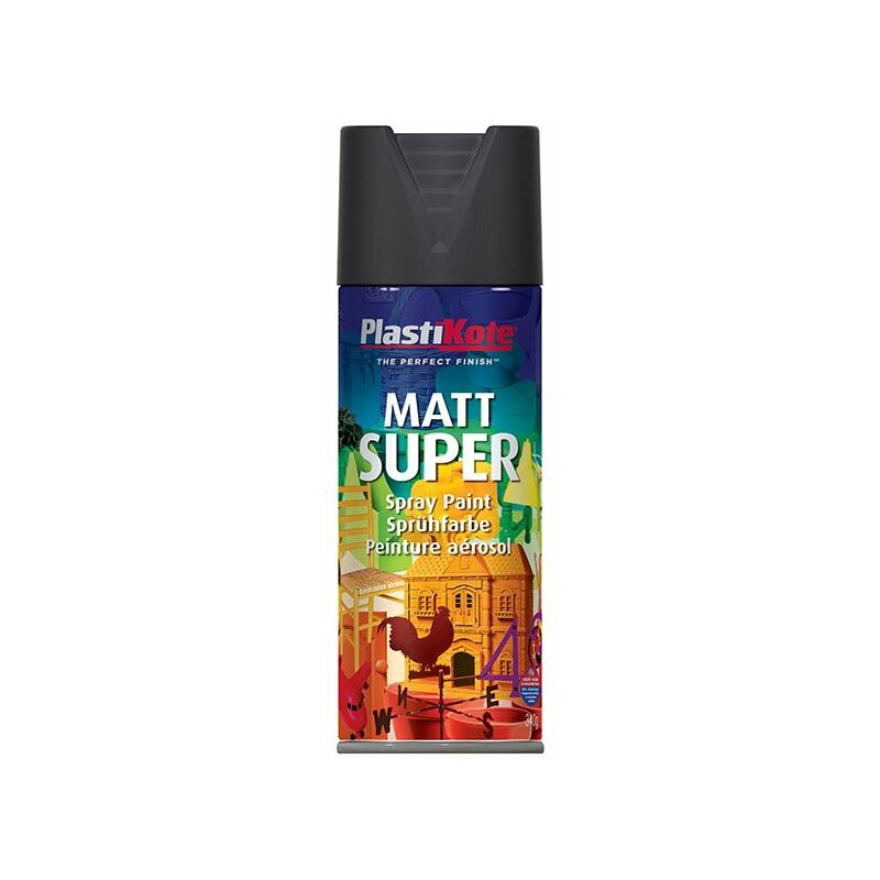 Plastikote Matt Super Spray Black 400Ml PLASTIKOTE US