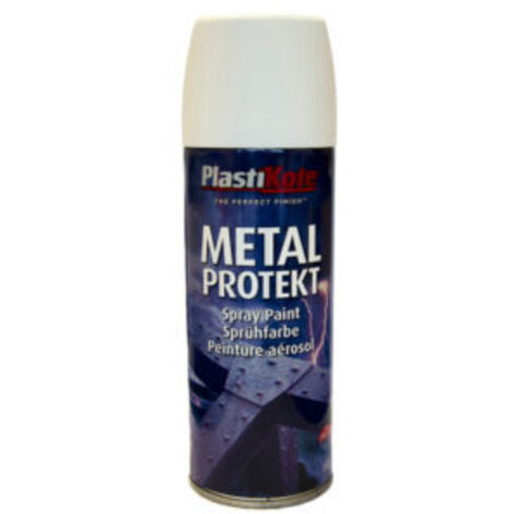 Plastikote Metal Protekt Satin White 400ml Rust-resistant Metal Finish for Interior & Exterior