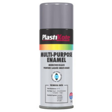 Plastikote Multi Purpose Enamel Gloss Grey 400ml Spray Can
