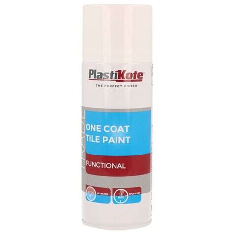 PlastiKote Trade One Coat Spray Tile Paint Gloss White 400ml PKT71026