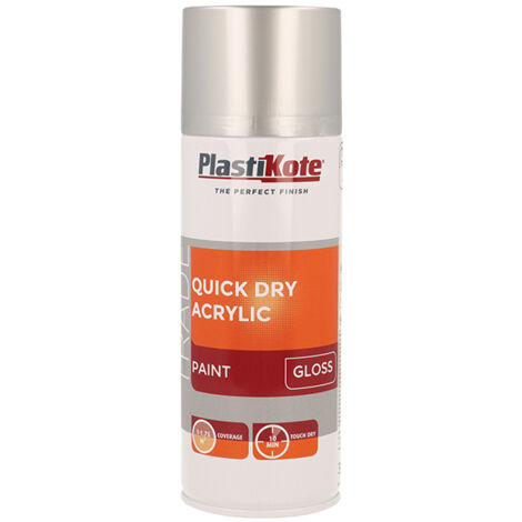 PlastiKote Trade Quick Dry Acrylic Spray Paint Gloss Silver 400ml PKT71013