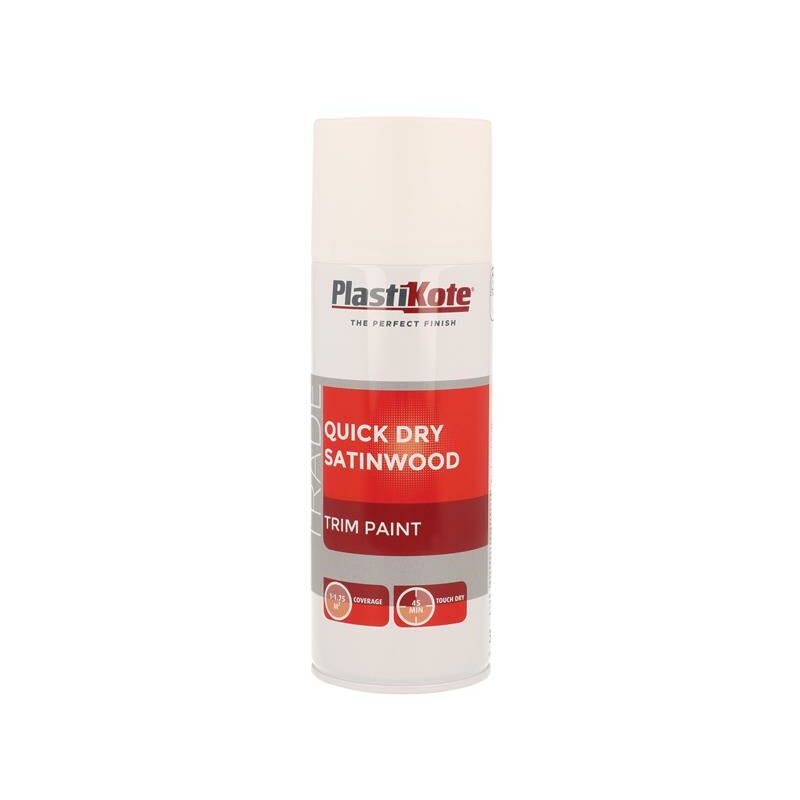 Plastikote - 440.0071006.076 Trade Quick Dry Trim Spray Satinwood White 400ml PKT71006