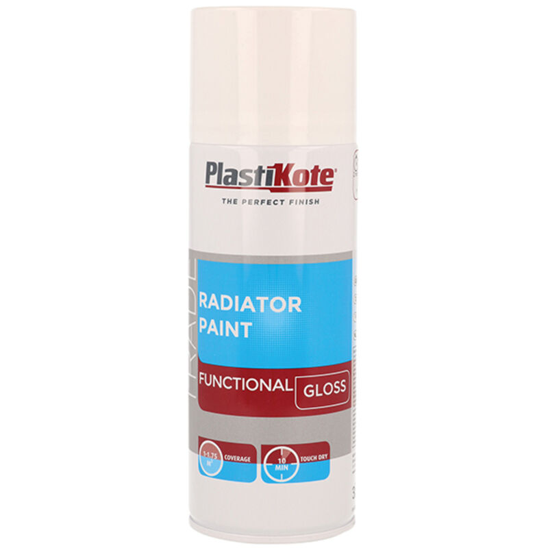 Plastikote - 440.0071016.076 Trade Radiator Spray Paint Gloss White 400ml PKT71016