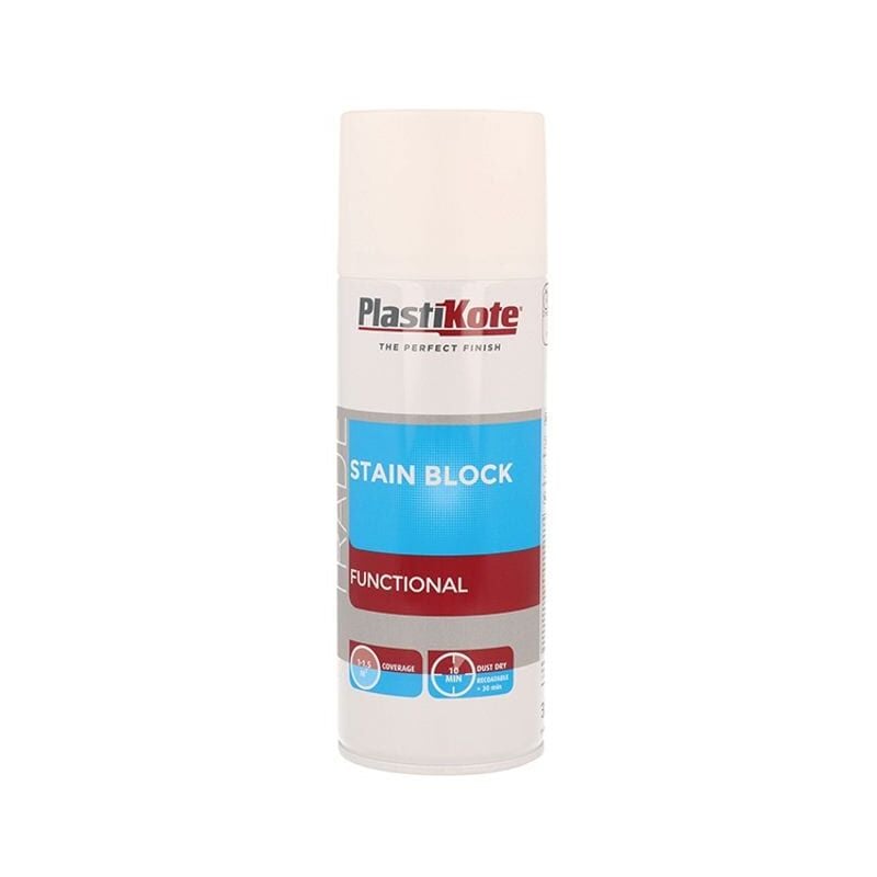 Plastikote - Trade Stain Block Spray Paint White 400ml - White