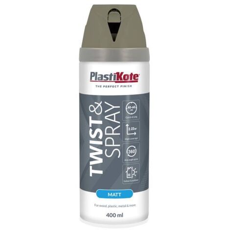 PlastiKote Twist & Spray Matte Spray Paint – 400ml Quartz Grey (PKT23122)