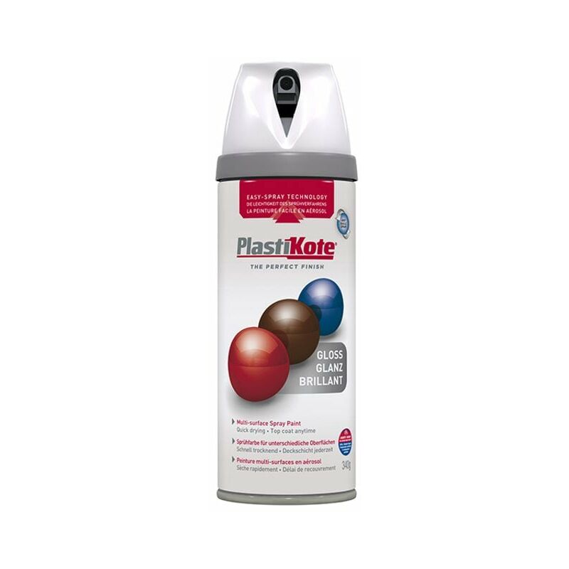 Plastikote - Twist & Spray Gloss White 400ml PKT21102