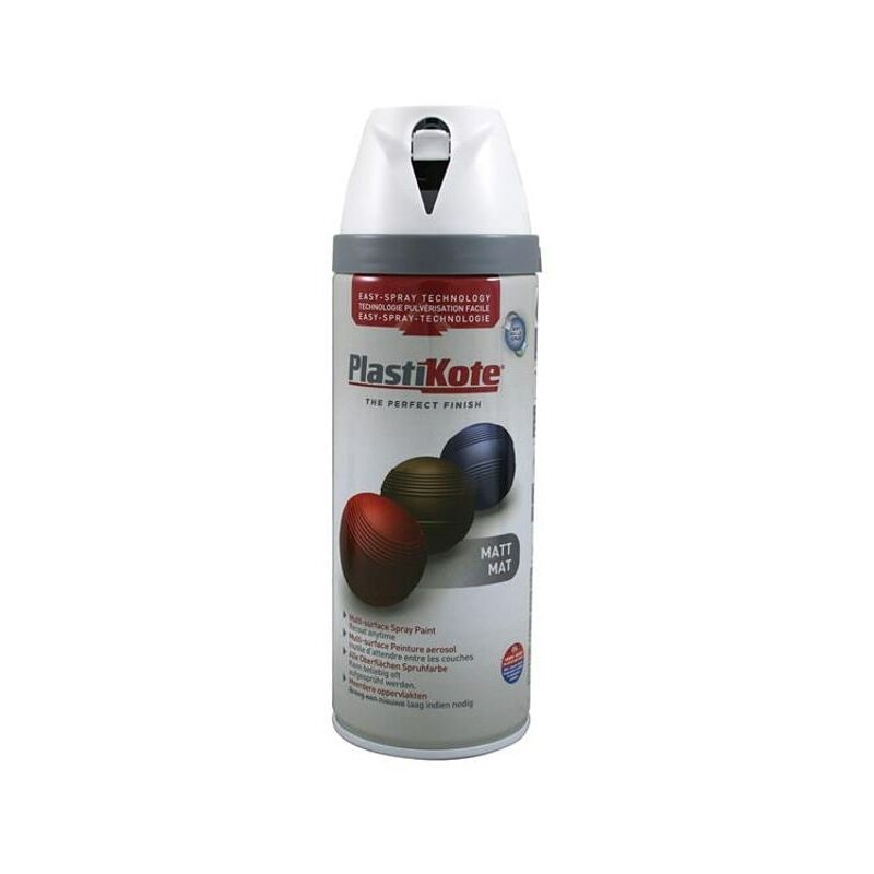 Plastikote - Twist & Spray Matt Pure Brilliant White 400ml PKT23112